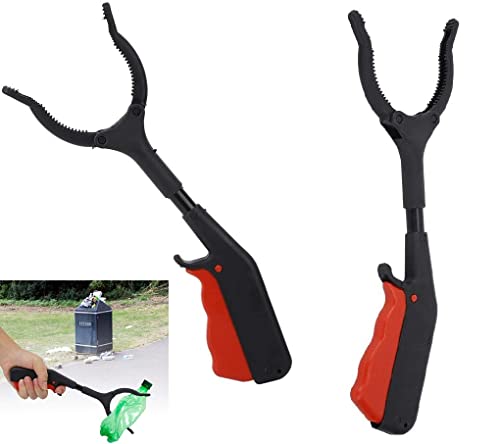 MEISO Müllgreifer, 2 Pcs Kinder Greifzange, Robuster ABS Müllsammler mit Anti Rutsch Clip, Multifunktionale Müllzange