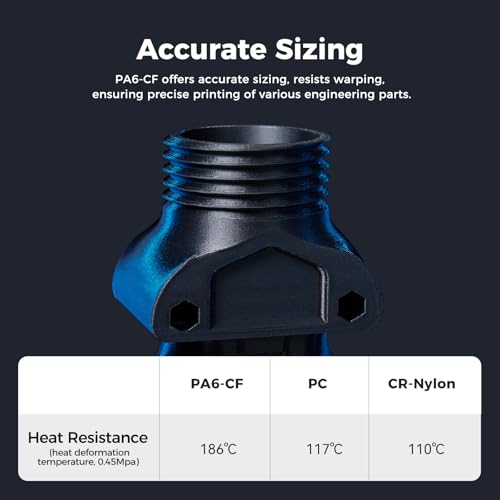 Image of Creality Hyper PA6-CF Filament 1.75mm, Carbon Fiber Reinforced Nylon Filament, High Strength & Heat Resistant Engineering-Grade Material for Industrial 3D Printing, 1KG Spool Black