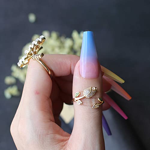 Mqpq Rainbow Press On Nails Long Coffin Gradient Clear Pink Colorful French Tip Fake Nails 24Pcs Glossy Acrylic False Nails For Women #TOP3