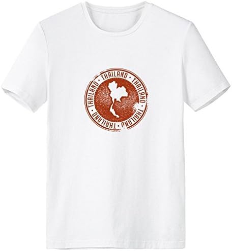 DIYthinkerMen's Kingdom of Thailand Thai Traditional Customs Culture I Love Thailand Map Art Illustration Crew-Neck White T-Shirt Spring and Summer Tagless Comfort Cotton Sports T-Shirts