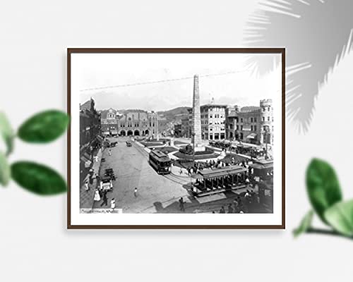 Historic Photos 1910 Photo Looking East Over Pack Square, Asheville, N.C. / H.W. Pelton. Monument in Middle, streetcars, and Two Automobiles. Location: Asheville, North Carolina