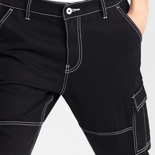 Image of SNITCH Black Regular Fit Cotton Cargo Jeans
