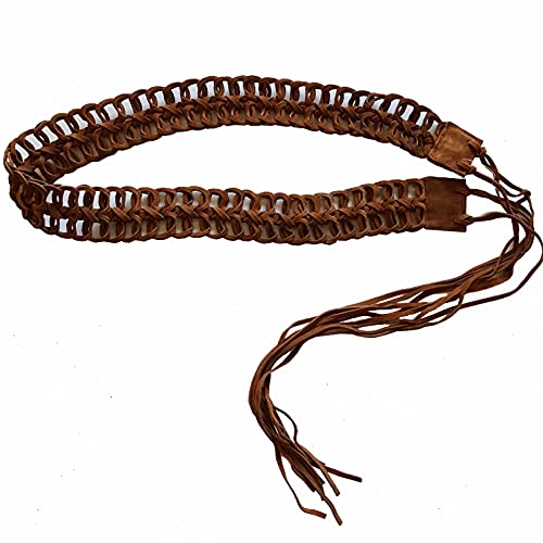 Real Suede Linked Leather Fringe Belt