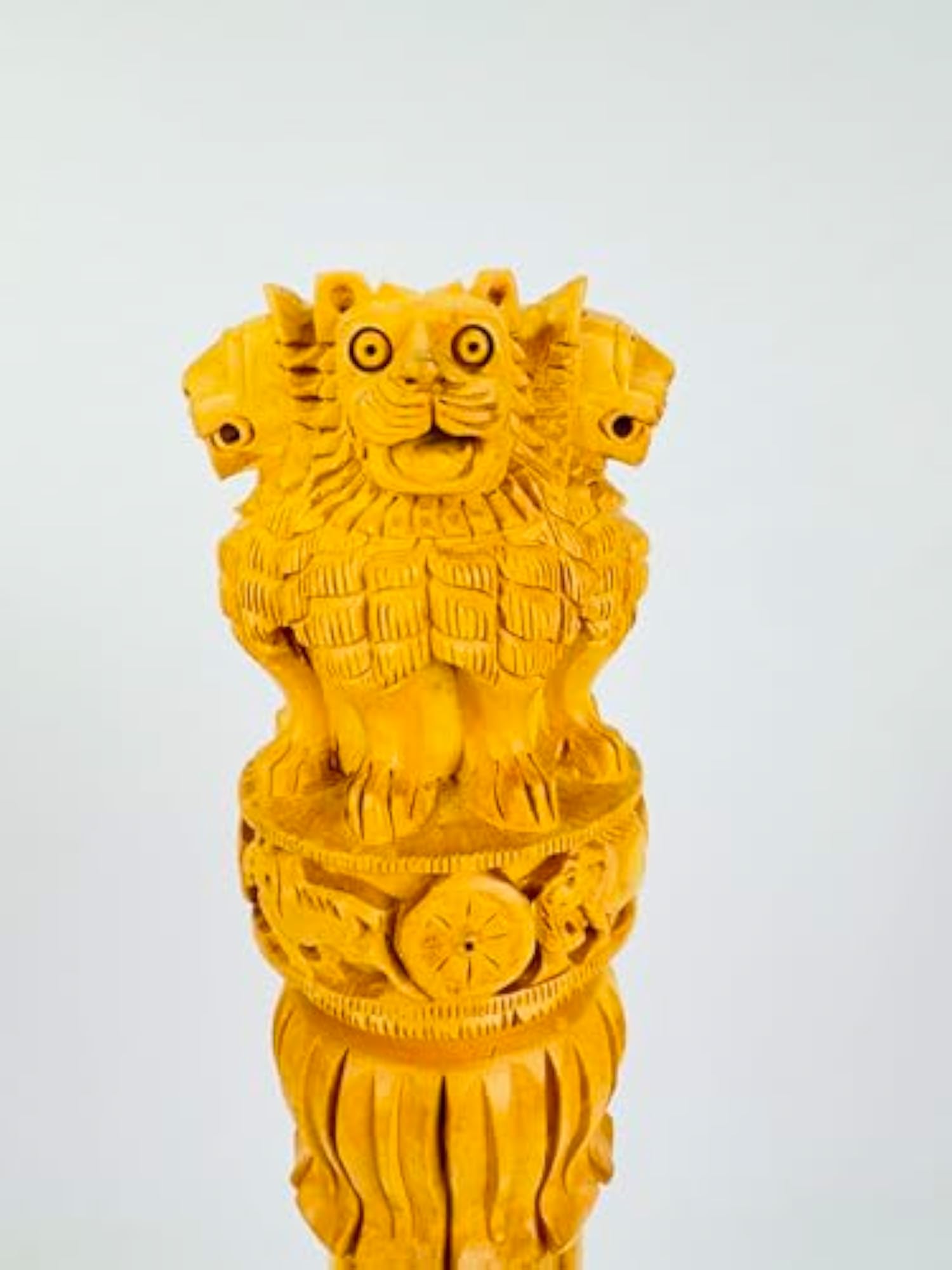 White Wood Ashoka Pillar, Decorative Home Accent