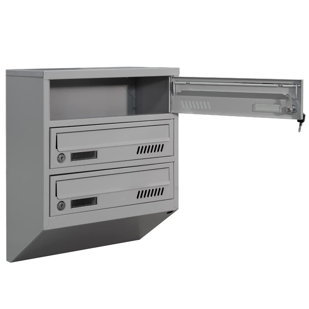 Generic Cassetta Postale Condominiale 3 posti Grigio Interna 20 cm prof