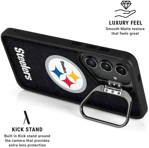 Skinit Kickstand Phone Case Compatible with Galaxy S25 Ultra - Officially Licensed NFL Pittsburgh Steelers Distressed Design