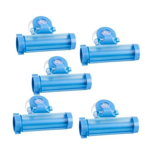 LRXIYODE 5piezas Exprimidor De Pasta De Dientes Con Ventosa y Colgante Resistente De Color Azul Ahorro Para Baño y Cuidado Facial