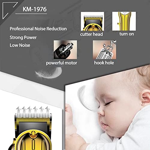 KEMEI Hair Clippers for Men Professional Barber Clippers Cordless Close Cutting Hair Trimmer Set,Zero Gapped T-Blade Haircut Kit Beard Trimmer with USB Rechargeable for Family (KM-1976)