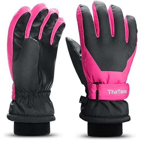 ThxToms Kinder Ski Handschuhe | Winter Snow Skihandschuhe -15℃ | PU Palme Winddicht Wasserdicht Warm Fleece Cover