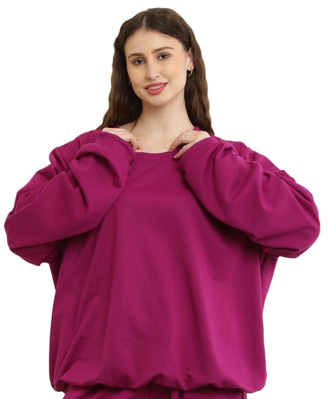 GENERICWomen Plus Size Fleece Round Neck Sweatshirt for Women Women's Fleece Round Neck Regular Fit & Plus Size Sweatshirt