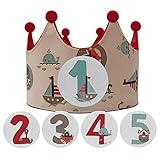  Kembilove Corona Cumpleaños – Corona Primer Cumpleaños niño – Fiesta de cumpleaños Smash Cake de 1-5 Años Intercambiables Marinera – Regalos Personalizados