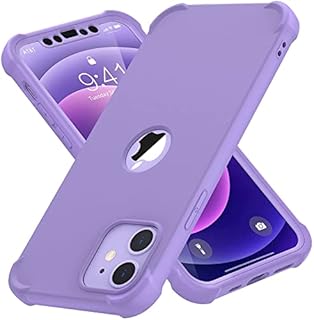 ORETech Compatible with iPhone 12 Mini Case, with [2 x Tempered Glass Screen Protector] Full Body Shockproof Heavy Duty Protection Hard PC Soft TPU Bumper Slim Phone Case Cover for 5.4 inch - Purple