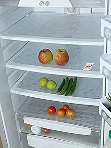 Fun Homes Circle Design 6 Piece PVC Refrigerator Drawer Mat Set - 48 cm x 33 cm, White-FUNHH02, Standard, Polyvinyl Chloride PVC