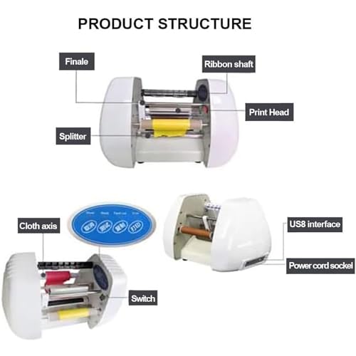 Macchina da stampa digitale a nastro, stampante tessile portatile, larghezza di stampa 30-104 mm, supporta oltre 50 lingue, facile da usare per nastri regalo e stelle filanti