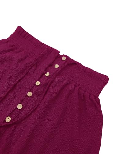 Image of Minclouse Women's Elastic Tie Waist Button Down Maxi Skirts Casual Loose Flowy Swing Slit Front Dress
