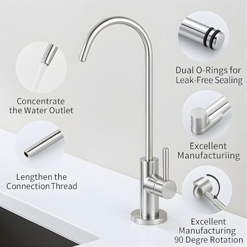 Image of AMPEREUS RO Faucet | Premium RO Water Tap for Water Purifier | Chrome Finish Stainless Steel Kitchen Sink Faucet with 360 Rotatable, Smooth Flow & Durable Design for Home Kitchen Use (Silver)