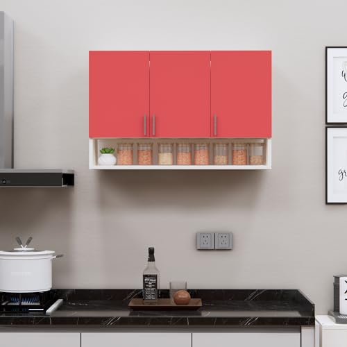 Image of SPECIALITY PANELS 3 Door Modular Wall Mounted Kitchen Cabinet with Organizer Shelf Space Saving Storage Unit | Engineered Wood Cupboard for Kitchen Living Room Organizer Furniture | DIY Assembly