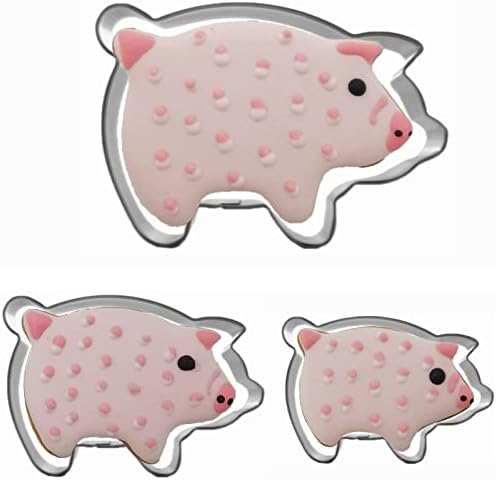 Mini Pig Shaped Cookie Cutter Set of 3 pcs, Stainless Steel Piggy Fondant Cutters