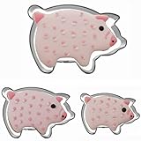 Mini Pig Shaped Cookie Cutter Set of 3 pcs, Stainless Steel Piggy Fondant Cutters