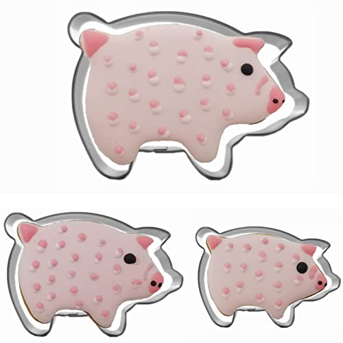 Mini Pig Shaped Cookie Cutter Set Of 3 Pcs, Stainless Steel Piggy Fondant Cutters #TOP1