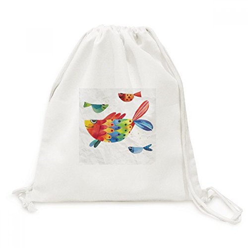Sac à dos cordon Toile Poisson coloré pour sorties plage et parc