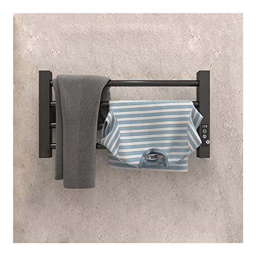 LYMGRZ Toallero eléctrico de Pared para baño, con 4 Barras, enchufable o con Cable, con Temporizador y ajustes de Temperatura multinivel, Color Negro.