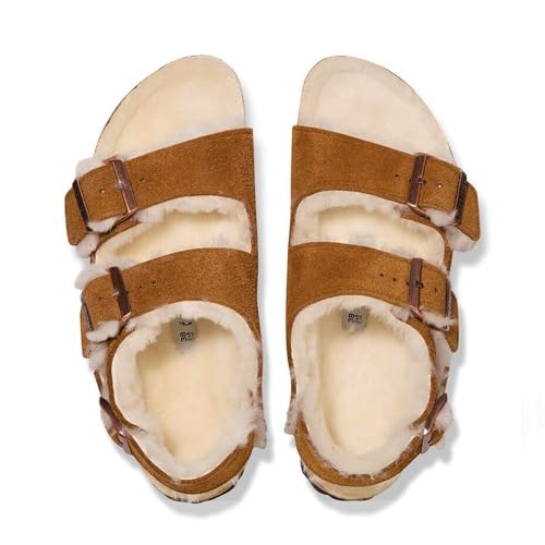 Birkenstock Para Mujer. 1025515 Sandalias Milano Shearling Ante MarróN (38), Plano, Hebilla, Casual - 5