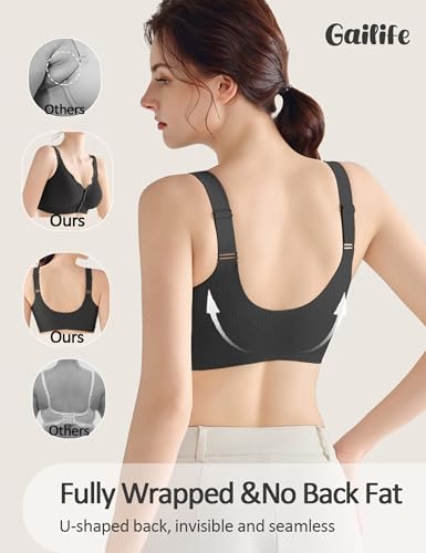 Image of Gailife Jelly Front Closure Bras for Women Wireless No Underwire Comfort Convenient Seamless Supportive Mastectomy Bralettes