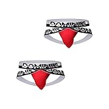 Dominik Cotton Jock Straps Underwear, Mens, Black, White, Red, Green & Blue Colors (L, Red)