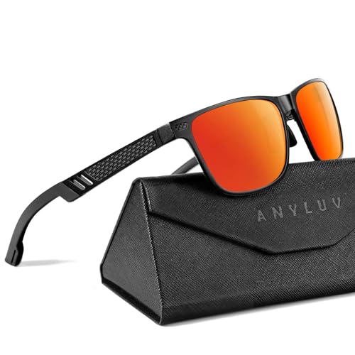 Image of ANYLUV Polarized Sunglasses for Men Rectangular Classic Al-Mg Metal Frame Sun Glasses Mens Sunglasses with UV Protection