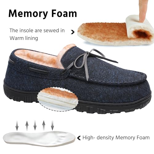Image of MIXIN Mens Slippers Indoor Outdoor Memory Foam House Shoes Anti-Slip Moccasins Slippers for Men