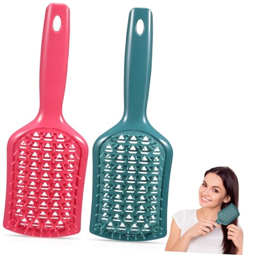 Ipetboom 2 Piezas peine de masaje cepillo para desenredar el cabello con ventilación cerda aerosol desenredante mousse de rizos detangler brush cepillo de pelo rizado cepillo de masaje AbS