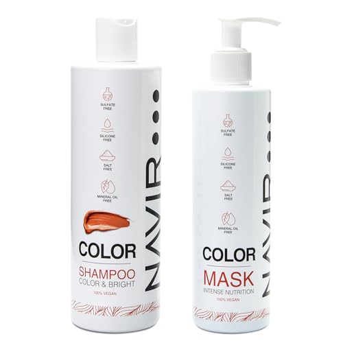 NAVIR Profesional | Pack protector de color: champú y mascarilla para pelo teñido - Nutrición, hidratación y protección | Sin sulfatos, parabenos, siliconas ni sales - 400 ml + 300 ml