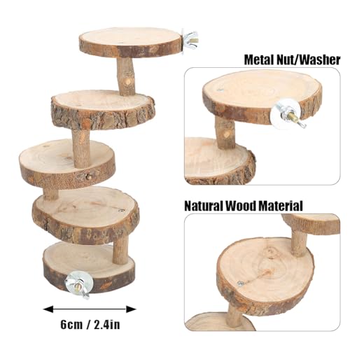 Image of Tiiyee Wooden Hamster Ladder, Bird Parrot Ladder Perch Wood Climbing Bridge | Parakeet Cage Toy Ramps Exercise Stands Activity Platform Playground Accessories for Small Animals Gerbil Mice Mouse Rat