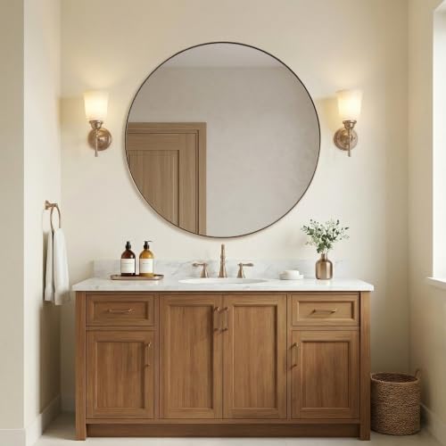 Image of ANDY STAR Champagne Bronze Mirrors, Large Round Mirror, 40 Inch