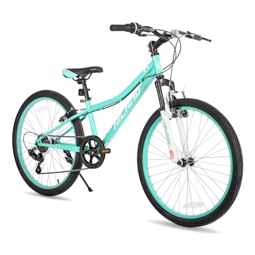 HH HILAND 24 Inch Mountain Bike for Kids Age 7-15 Year Old, Front Suspension Fork Kids' Bicycles for Boys Girls Mint Green by HH HILAND - Used condition - US$188.04