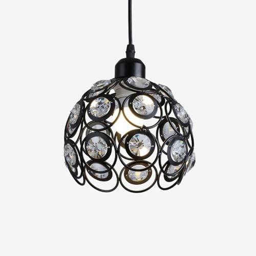 Suspension luminaire moderne cage en métal ronde et cristal bijou brillant