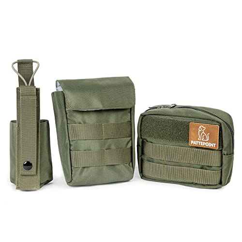 Pattepoint Dog Vest Harness Accessory Bags Backpack Pouches,Three-Piece Bag Suit For Different Uses, Service Dog In Training, Quality Dog Vest Bags Match Tactical Dogs Vest Harnesses (Green) #TOP6