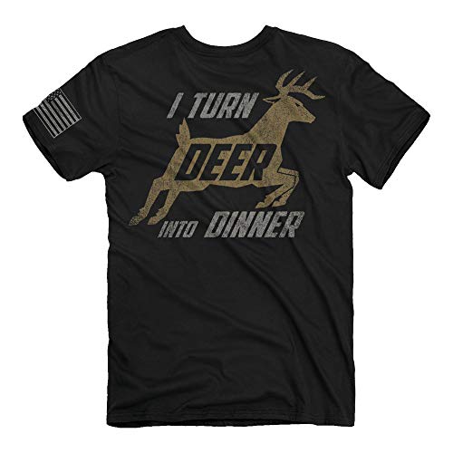 Deer Into Dinner T-Shirt-4.3 Oz Range, Black, LG