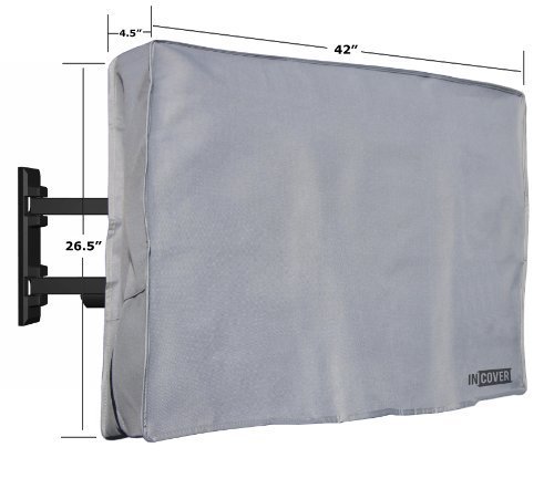 InCover 42" Outdoor TV Cover - Works with Flat TV, LCD, LED, 3D and Plasma TV - Water and Dust Resistant - Soft Interior - Fits over most TV Mounts and Stands - Built-in pocket for TV Remote