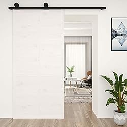 Gecheer Puerta de Granero Corredera Estilo Rústico,Puerta para Puertas Correderas Puertas Interiores Verjas Correderas,Madera Maciza Pino Blanca 100x1,8x214 cm,Sin Kit de Accesorios