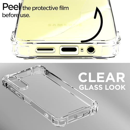 Image of Amazon Basics Back Cover for Samsung Galaxy A15 5G PC + TPU Clear Transparent Raised Edges Shockproof Protective Phone Bumper Case(Transparent)