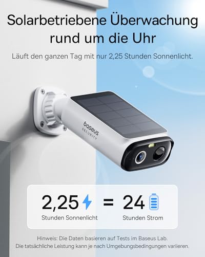 Baseus Security S1 Lite Solocam Überwachungskamera Aussen Solar Akku WLAN, IP67 Wetterfest, Kamera Überwachung Kabellos Außen 2K 135°, Farbnachtvision, Keine Gebühren, Kompatibel mit Alexa & Google – Bild 3