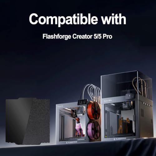 Image of 266x293mm Black PEI Build Plate for Flashforge Creator 5 /5 Pro, Double-Sided Smooth PEI+Textured PEI Spring Steel Sheet Heat Bed with Strong Adhesion & Easy Part Removal