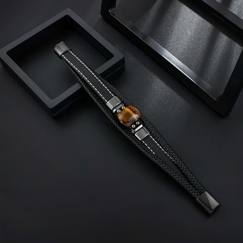 Pulsera de Cuero con Ojo de Tigre para Hombre miniatura 3