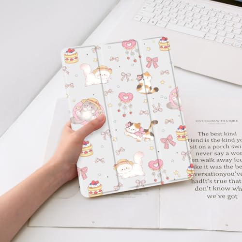 Étui iPad 5e/6e génération chaton blanc mignon à trois volets - 2