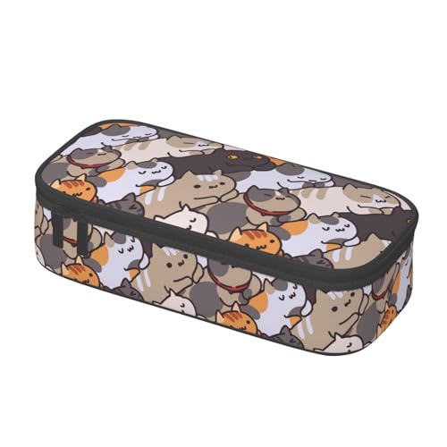 Image of Cat Cartoon Face Pencil Case Organizer Big Capacity Pencil Pouch Stationery With Zipper School Supplies Pencil Bag For Girls Boys Office