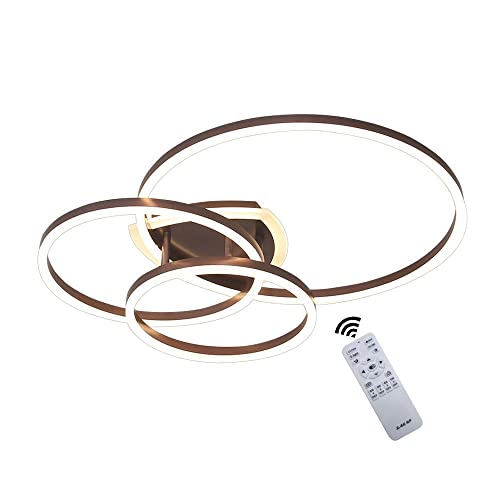 Plafond LED dimmable 72W à 3 anneaux blancs avec télécommande pour grand salon moderne