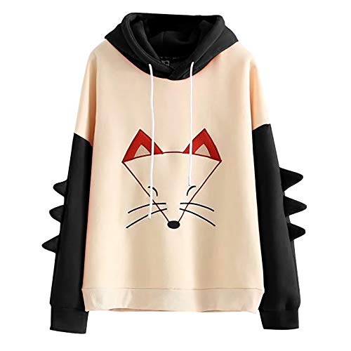 LATINDAY Fashion Women Sweatshirt Casual Print Long Sleeve Splice Dinosaur Hoodies Sweatshirt Tops