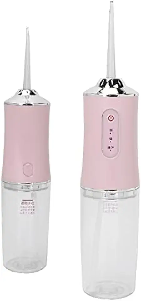 Irrigador Oral Elétrico 220ml – Limpeza Profunda, Jato Supersônico, 3 Modos, 4 Bicos, Ideal para Remoção de Placa e Portátil para Higiene das Gengivas. (ROSA)